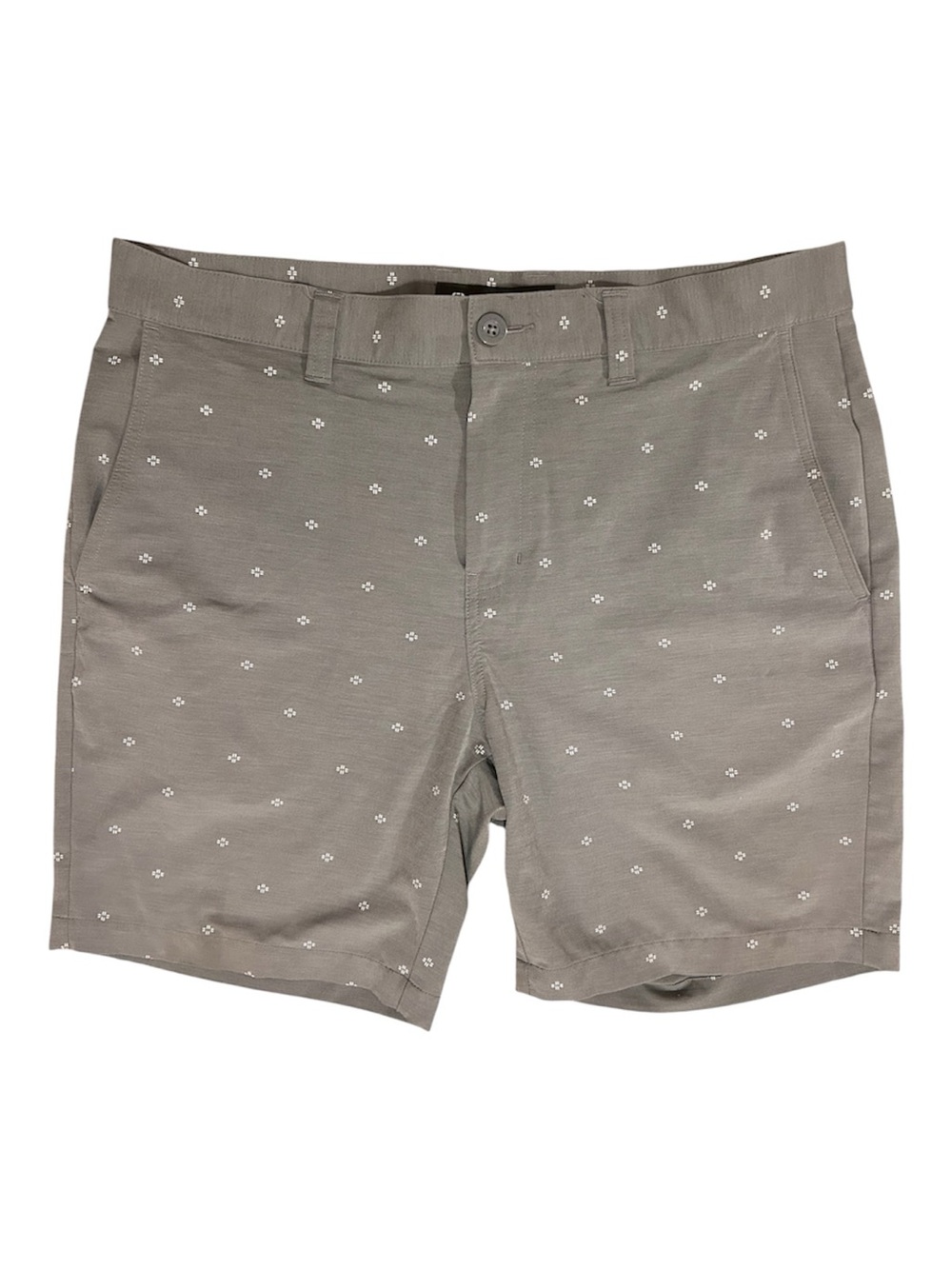 Travis Mathew Gray Golf Shorts with White Micro Dot Pattern